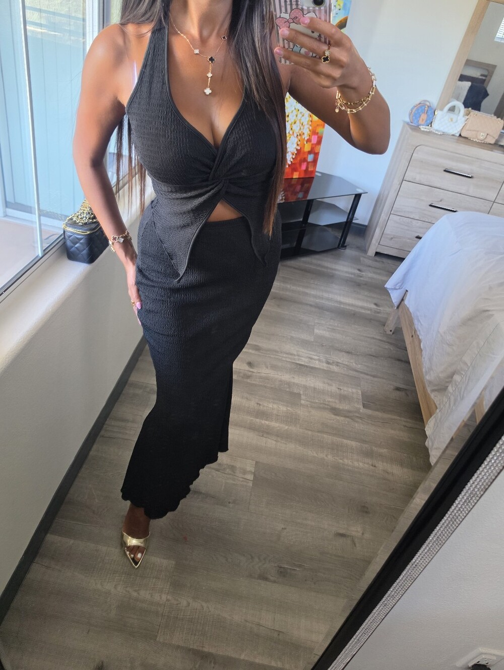 Chic Black Halter Cutout Maxi Dress - Picture 3 of 16